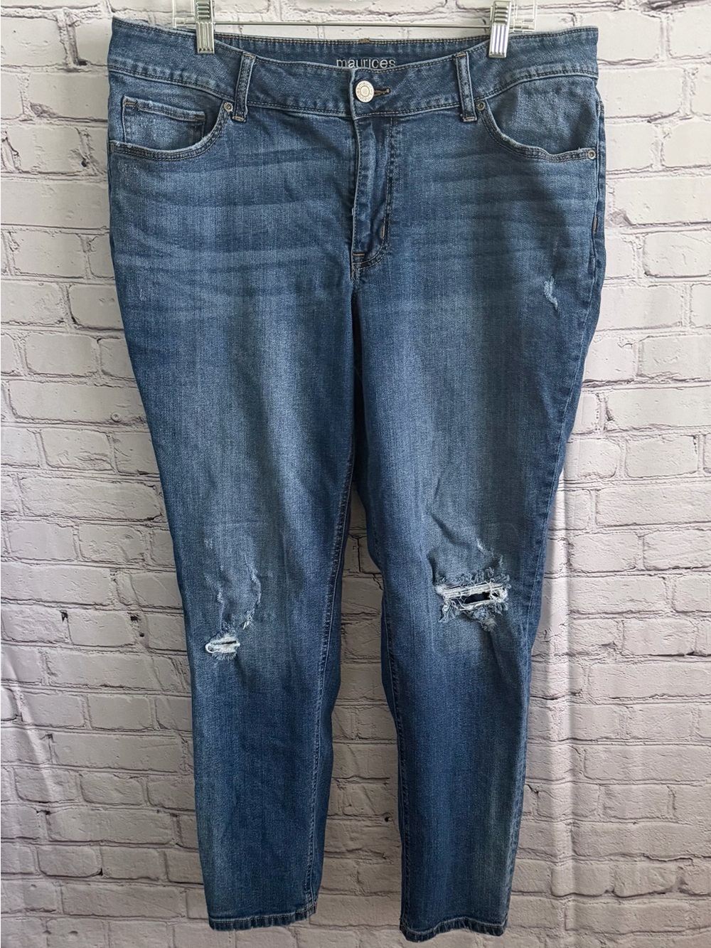 Maurices Distressed Medium Blue Boyfriend Jeans